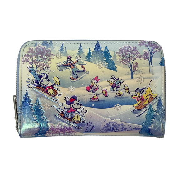 Loungefly Disney Mickey and Friends Winter Wonderland Zip Around Wallet DEFECTIVE #227