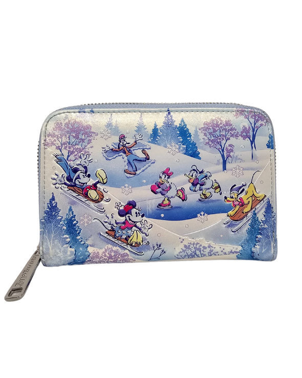 Loungefly Disney Mickey and Friends Winter Wonderland Zip Around Wallet DEFECTIVE #260