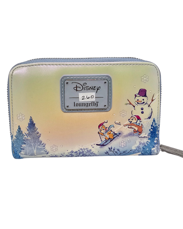 Loungefly Disney Mickey and Friends Winter Wonderland Zip Around Wallet DEFECTIVE #260