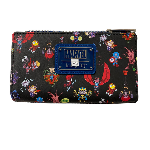 Loungefly Skottie Young Chibi Marvel Group Flap Wallet DEFECTIVE #45