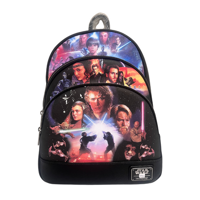 Loungefly Star Wars Trilogy 2 Triple Pocket Midi Backpack DEFECTIVE #256