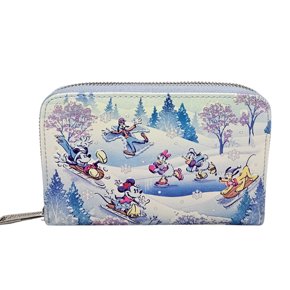 Loungefly Disney Mickey and Friends Winter Wonderland Zip Around Wallet DEFECTIVE #220