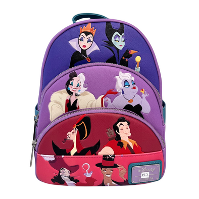 Loungefly Disney Villains Color Block Triple Pocket Mini Backpack DEFECTIVE #197