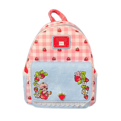 Loungefly Strawberry Shortcake Denim Gingham Mini Backpack DEFEECTIVE #336