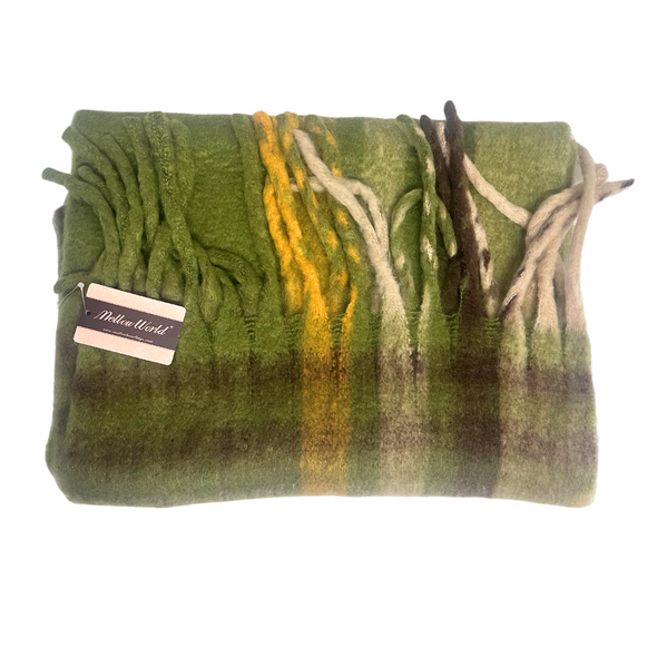 Mellow World Large Plaid Olive Scarf