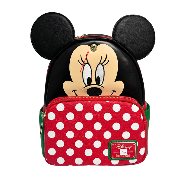 Modern Pinup Exclusive Loungefly Disney Minnie Holiday Bows Mini Backpack DEFECTIVE #123