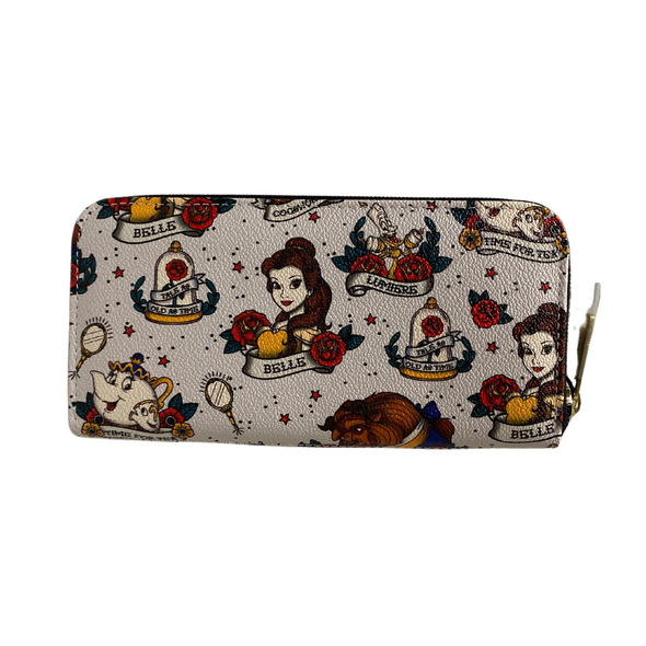 Loungefly Disney Beauty And The Beast Belle Tattoo AOP Zip Around Wallet DEFECTIVE #136