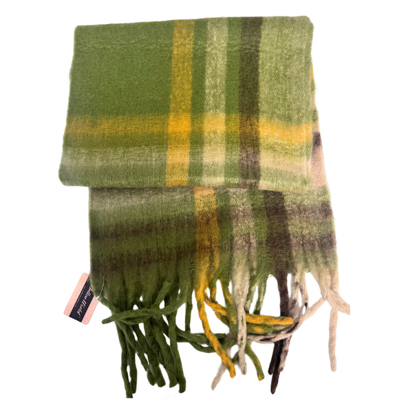 Mellow World Large Plaid Olive Scarf