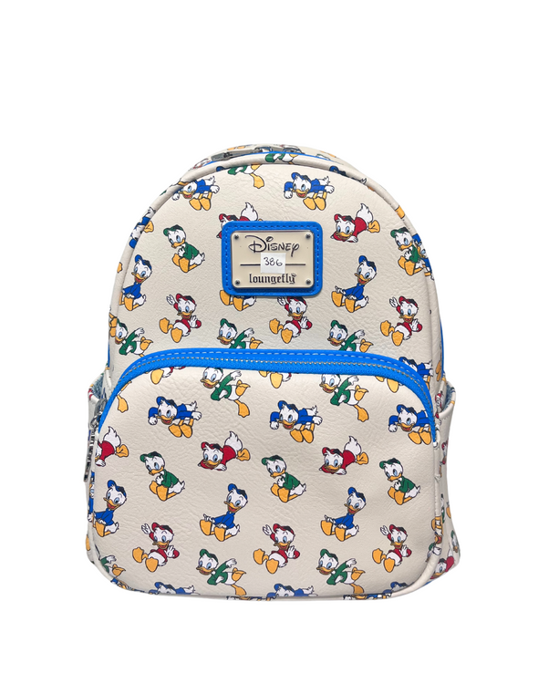 Modern Pinup Exclusive Loungefly Disney Huey Dewey and Louie AOP Mini Backpack DEFECTIVE #386