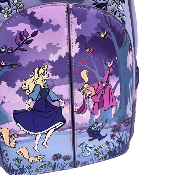 Loungefly Disney Sleeping Beauty Anniversary Floral Scene Mini Backpack DEFECTIVE #875