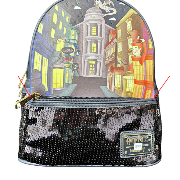 Loungefly Harry Potter Diagon Alley Sequin Mini Backpack DEFECTIVE #340