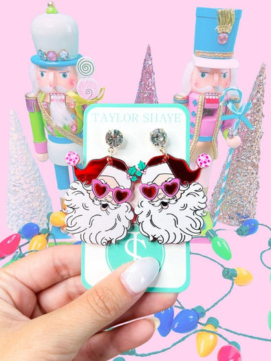 Taylor Shaye Santa at the Disco Red Mirror Earrings