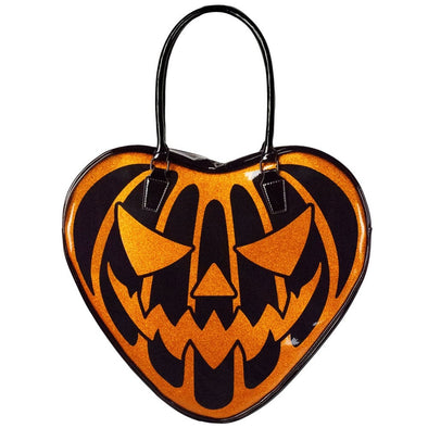 Kreepsville Pumpkin Glitter Heart Bag