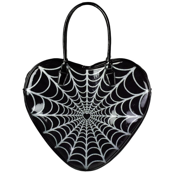 Kreepsville Spiderweb Sparkle Heart Bag