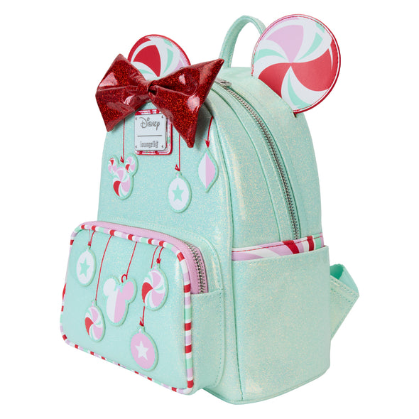 Loungefly Disney Minnie Holiday Peppermint Ornaments Mini Backpack