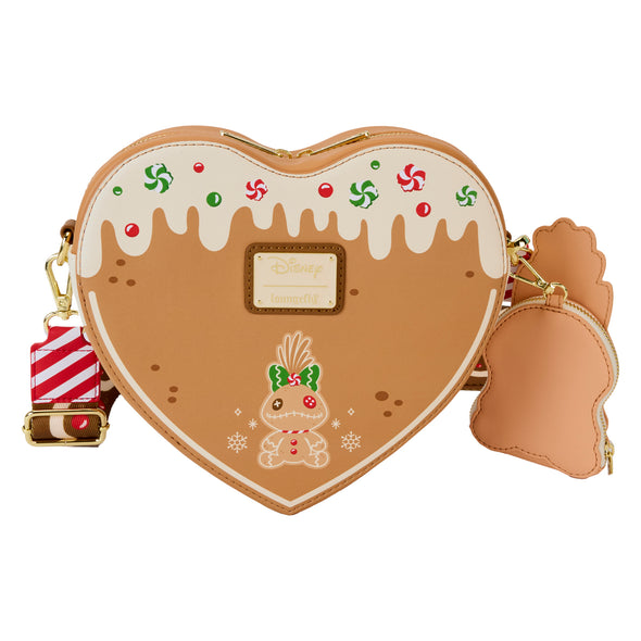 Loungefly Disney Lilo And Stitch Angel And Stitch Gingerbread Heart Crossbody Bag with Coin Bag