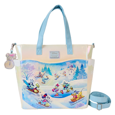 Loungefly Disney Mickey And Friends Winter Wonderland Scene Tote Bag