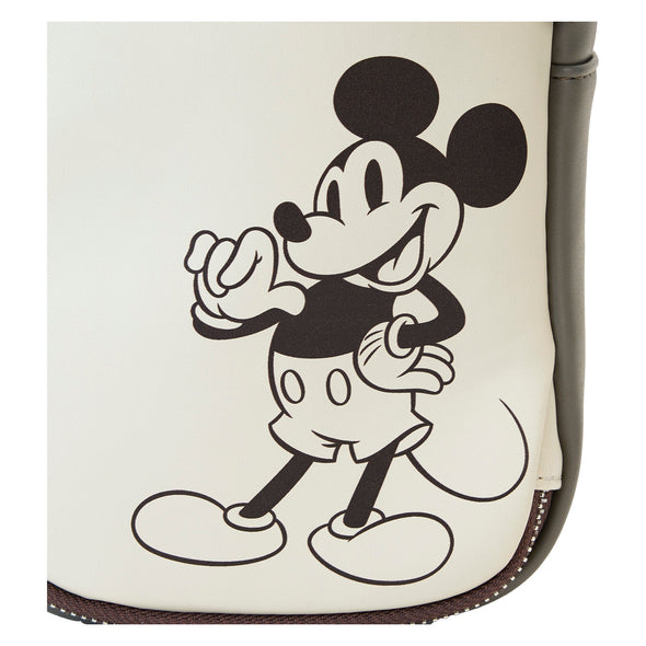 Loungefly Disney Mickey Faux Leather and Canvas Water Bottle Crossbody