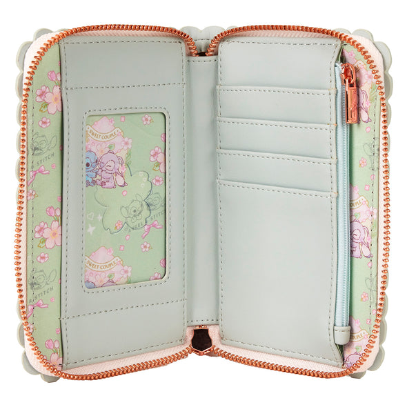 Loungefly Disney Cute Stitch Cherry Blossom Zip Around Wallet