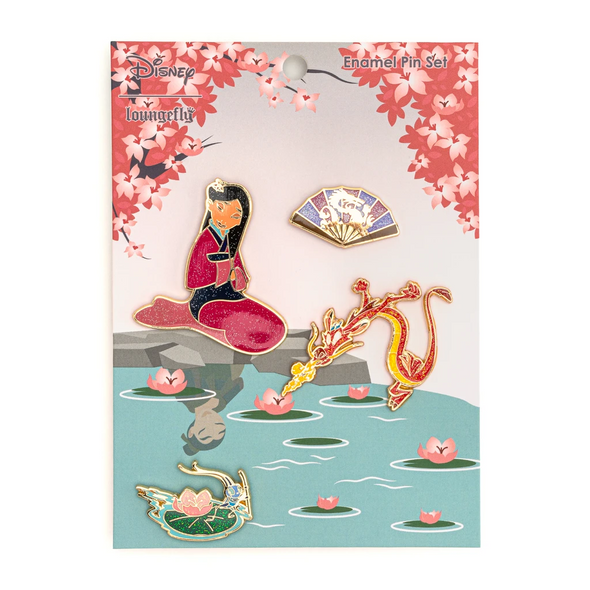 Loungefly Disney Mulan 4 pc Enamel Pin Set