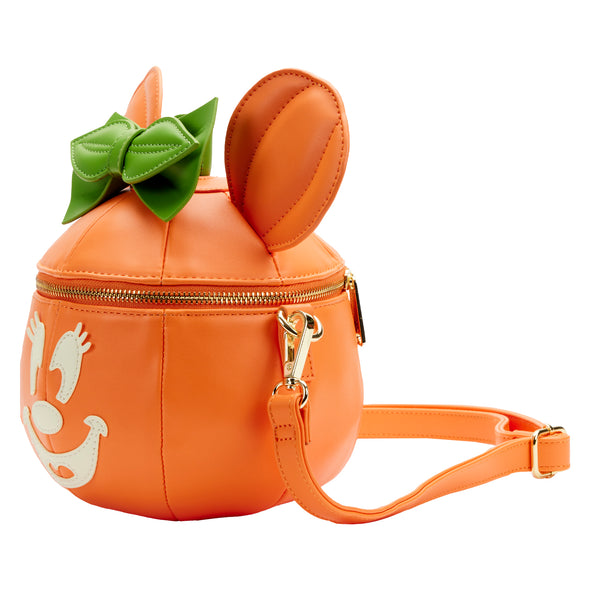 Loungefly Disney Glow Face Pumpkin Minnie Figural Crossbody Bag